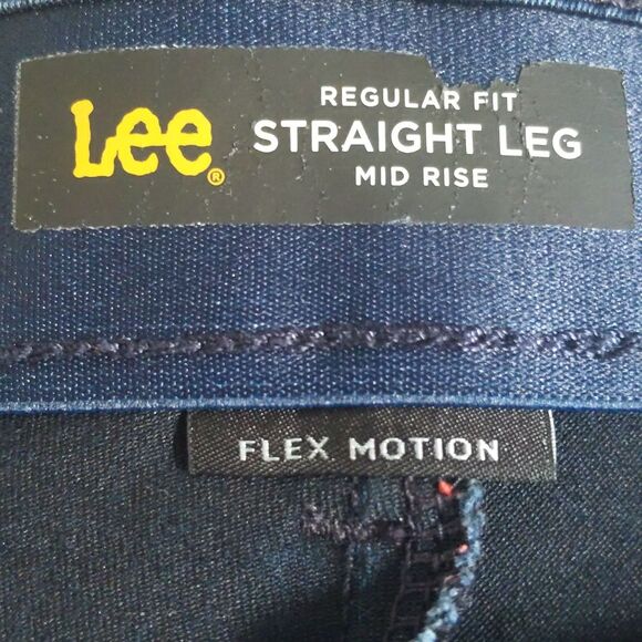 Lee Regular Fit Straight Leg Mid Rise navy blue Flex Motion pants, size 14 - Picture 4 of 7